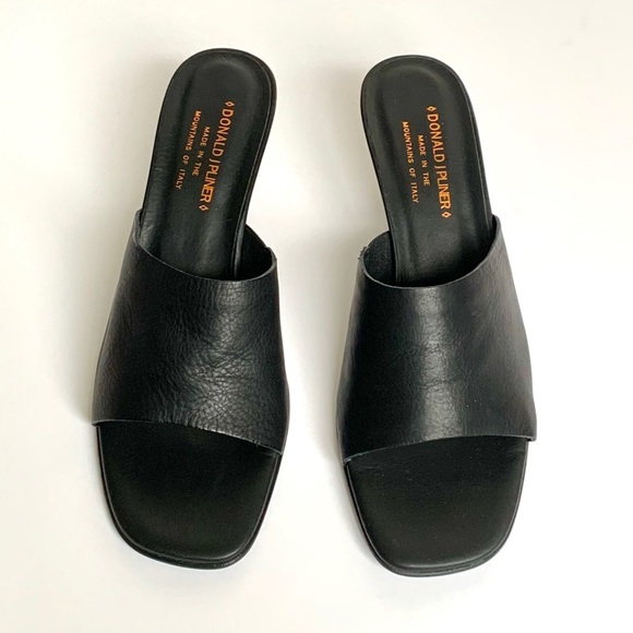 Donald J. Pliner Shoes - DONALD J PLINER Black Leather Open Toe Heels Donald J. Pliner Shoes - DONALD J PLINER Black Leather Open Toe Heels